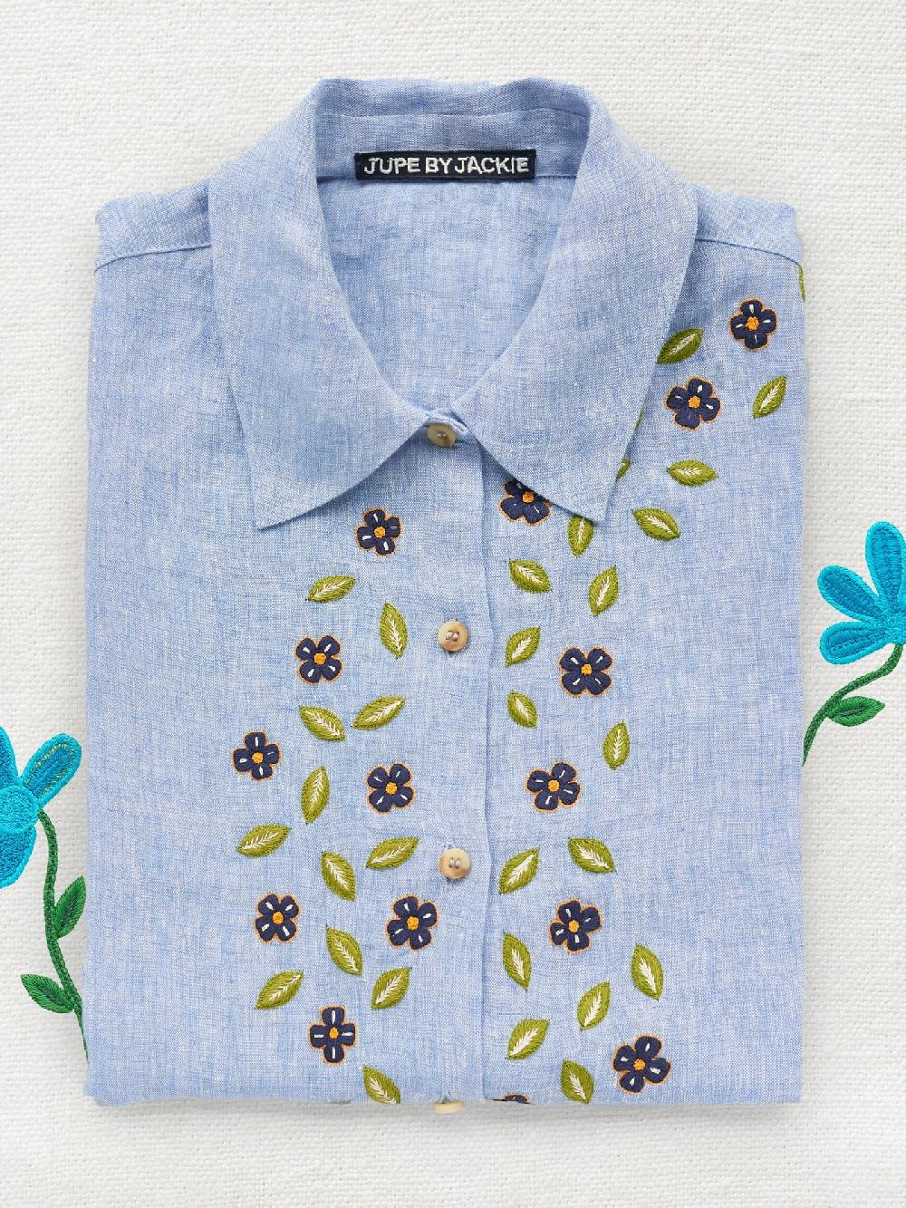 jupe by jackie Eumetra - Light Blue 100% linen Tops+Shirts