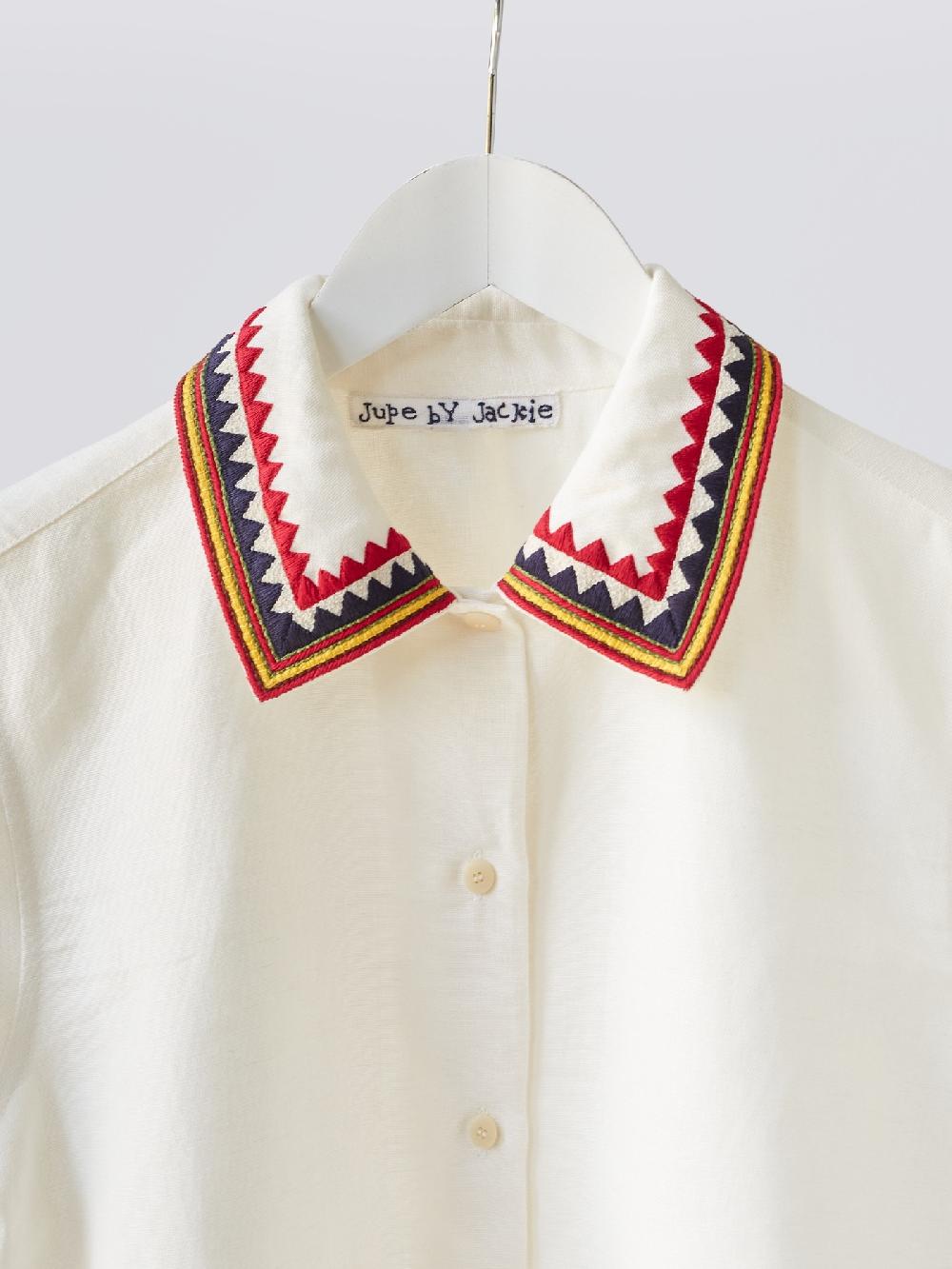 Jupe By Jackie Everard - (Off) White 100% Linen Tops+Shirts Red