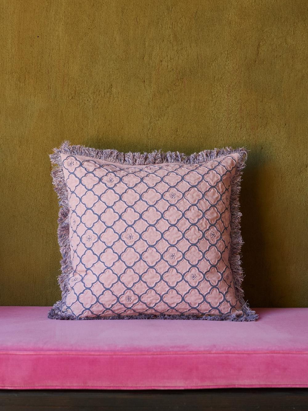 jupe by jackie Fitzgerald - Pink 100% linen Fringe Border Graphic
