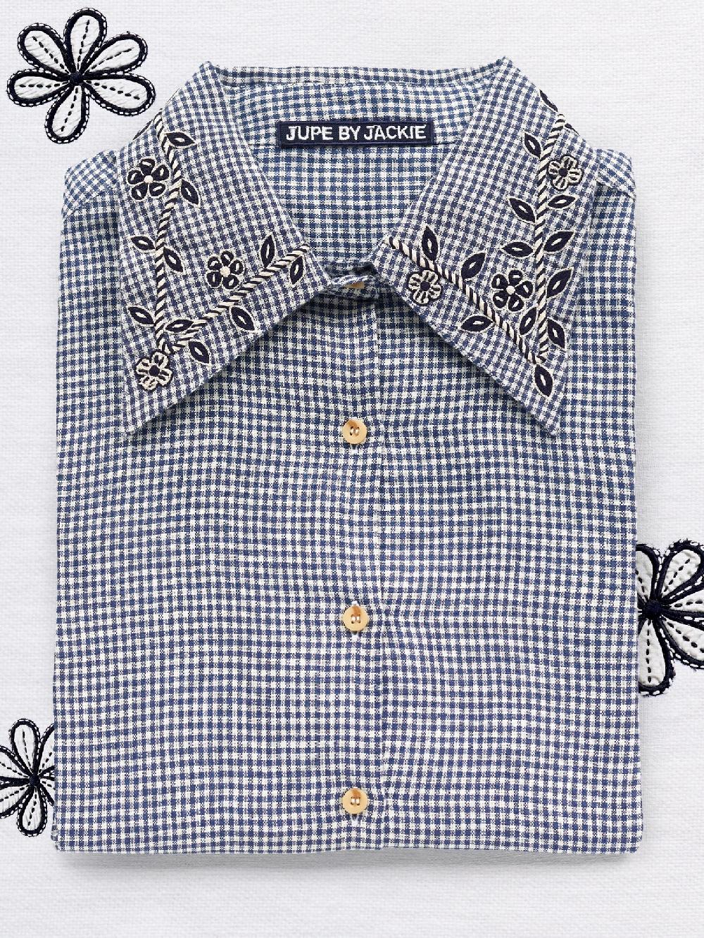 jupe by jackie Frieze S - Navy cotton linen blend Tops+Shirts