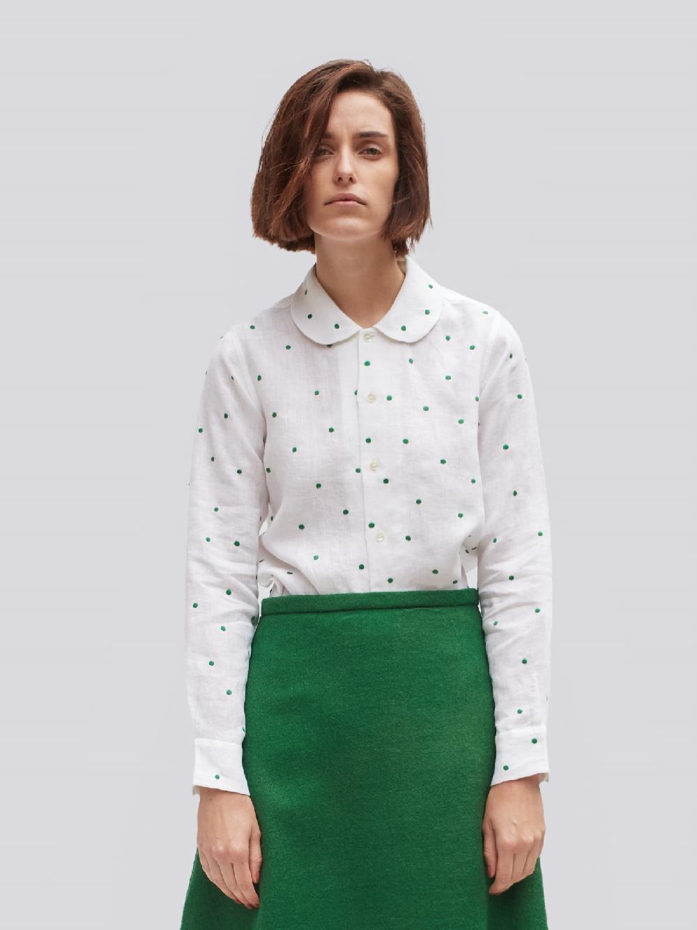 jupe by jackie Green Dots - (Off) White cotton linen blend
