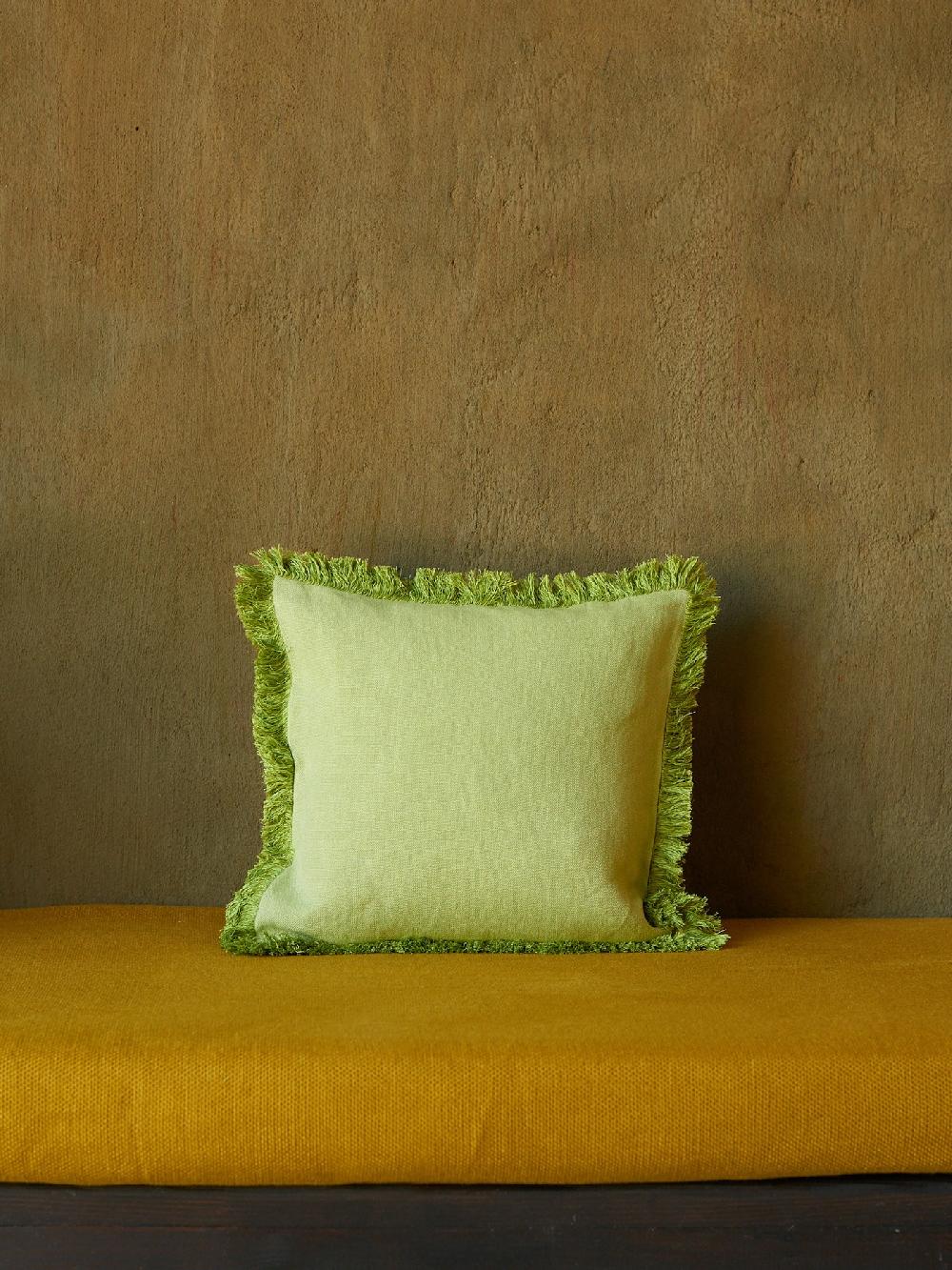 jupe by jackie Holden - Green 100% linen Fringe Border Plain