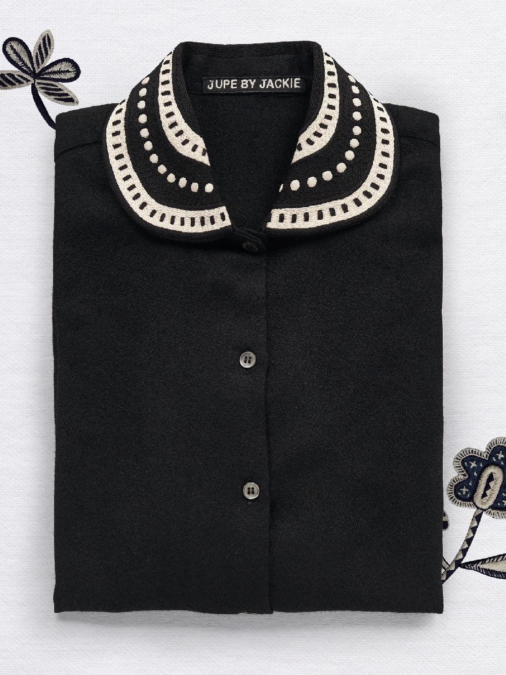 Jupe By Jackie Ivanov - Black 100% Wool Round Tops+Shirts