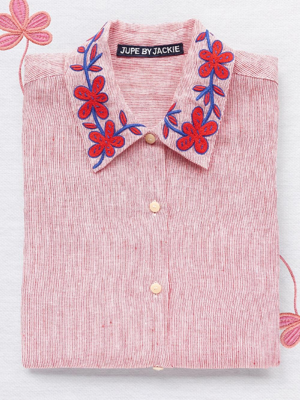 Jupe By Jackie Jacques - Red 100% Linen Tops+Shirts Red Less