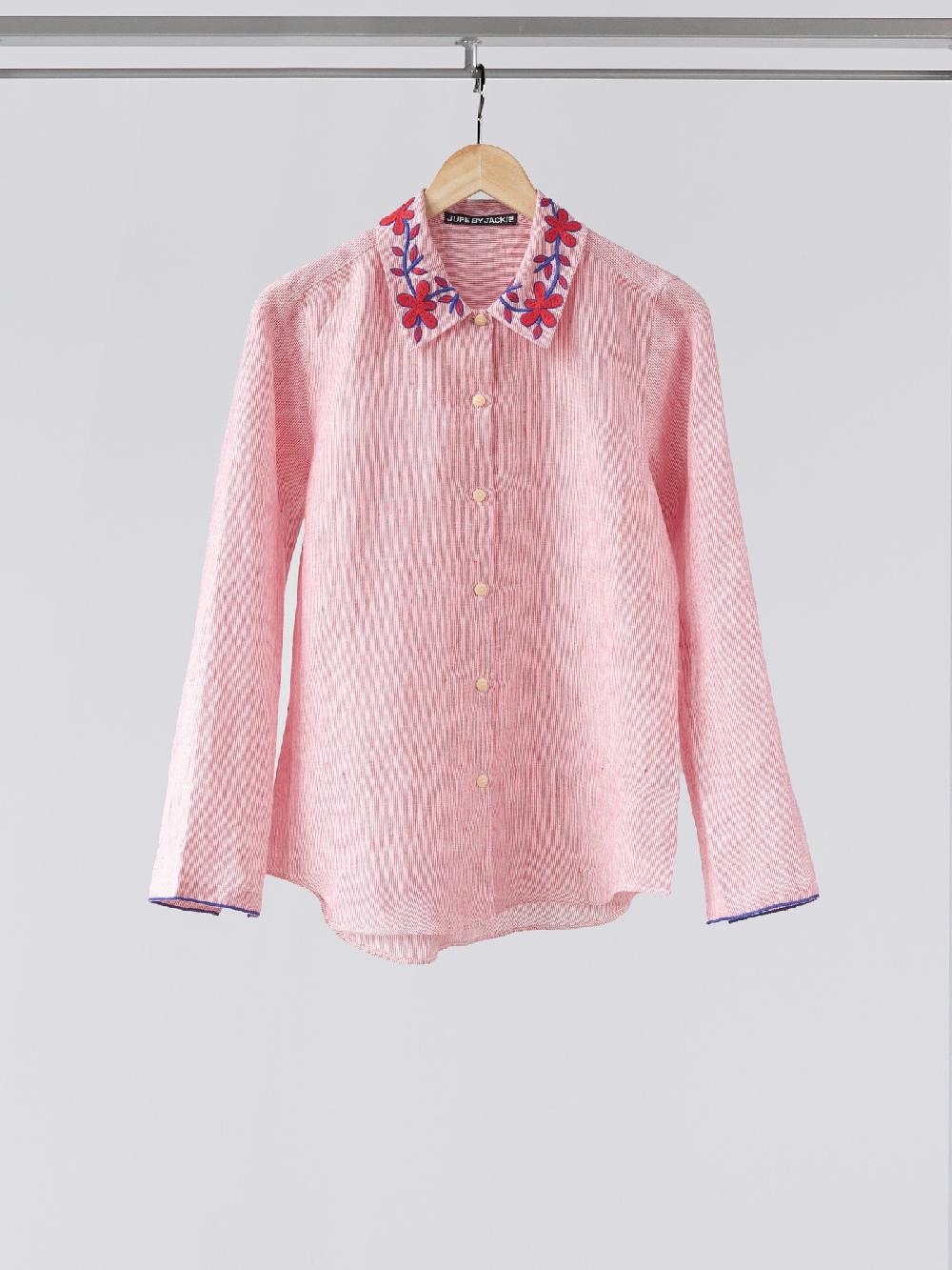 jupe by jackie Jacques - Red 100% linen Tops+Shirts red Less