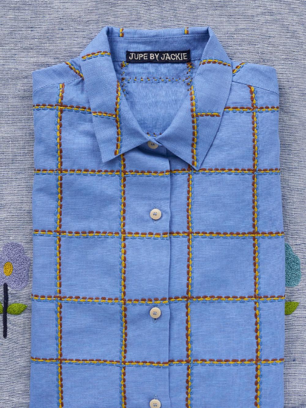 Jupe By Jackie Adrienne - Blue Cotton Linen Blend