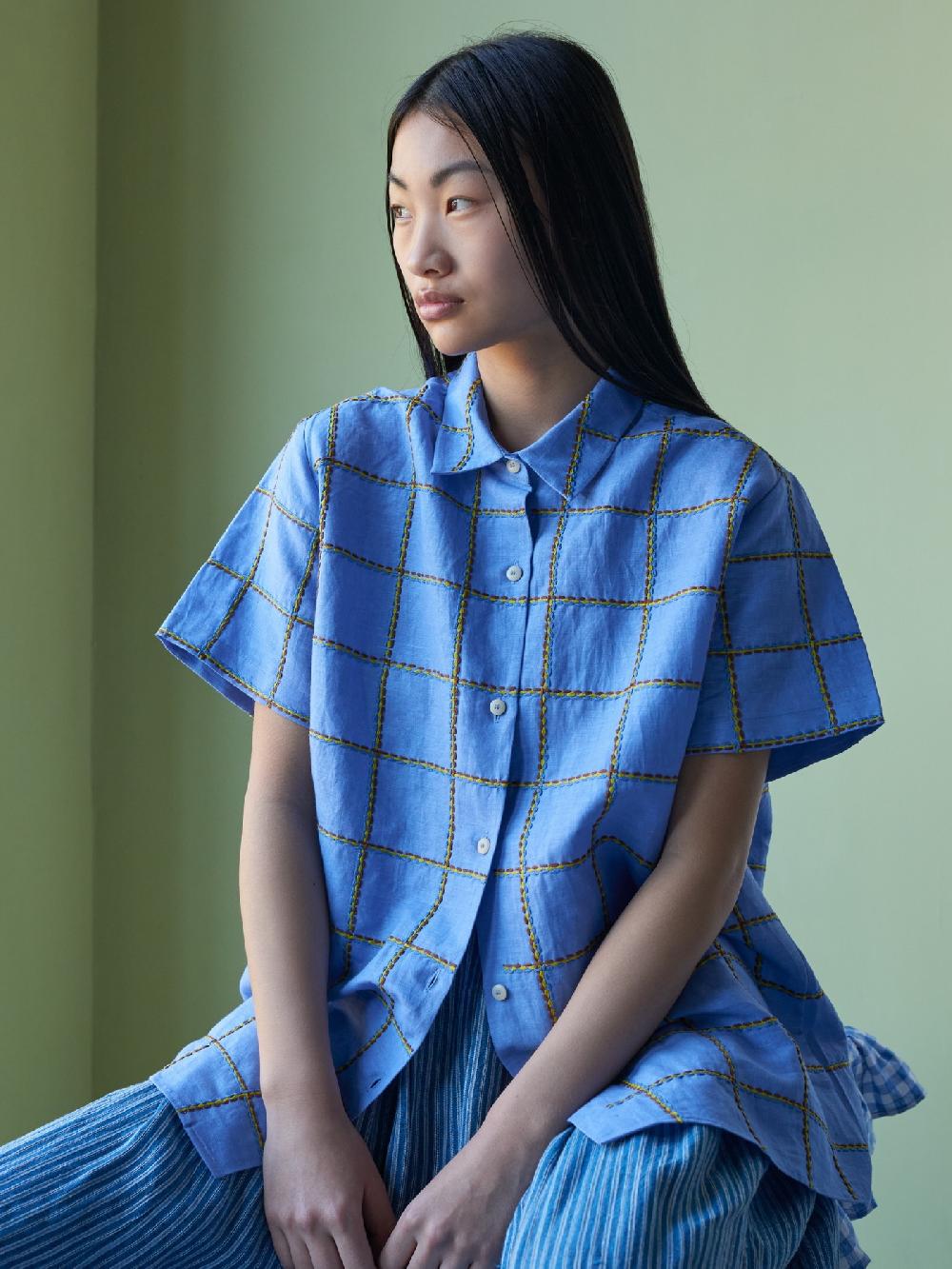 jupe by jackie Adrienne - Blue cotton linen blend