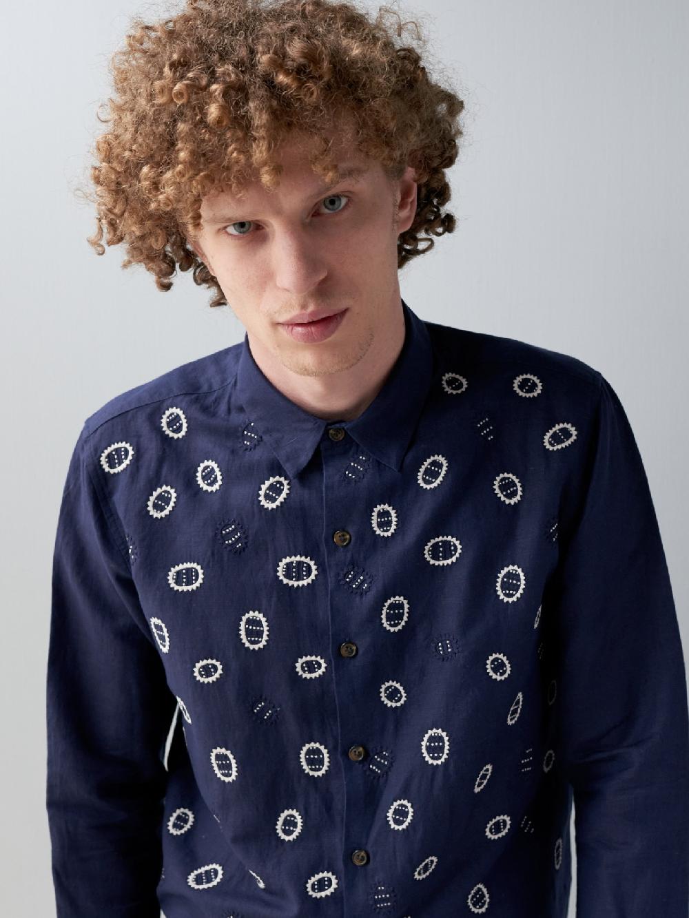 Jupe By Jackie Armador M - Navy 100% Linen