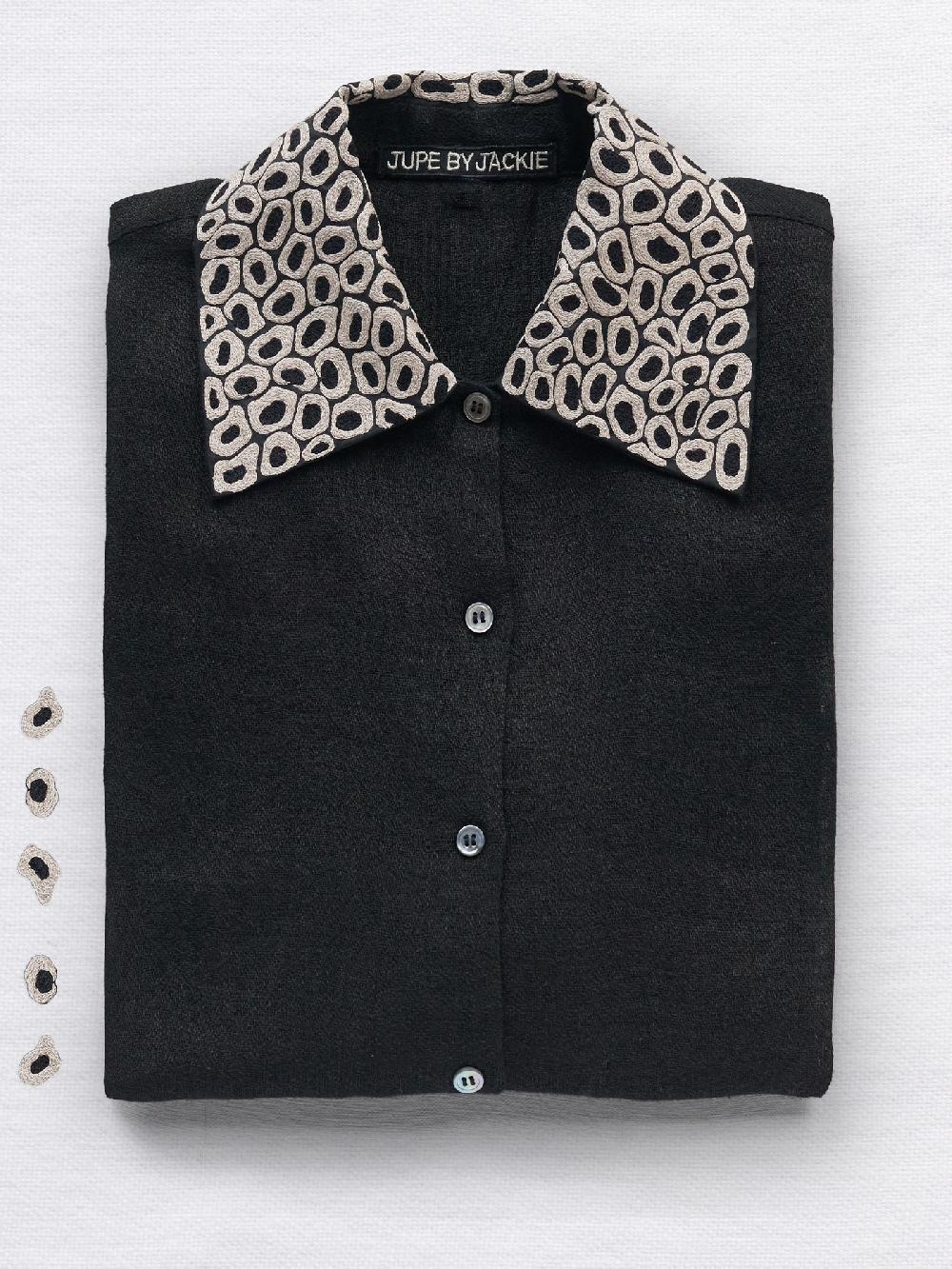 jupe by jackie Banton - Black 100% linen Tops+Shirts