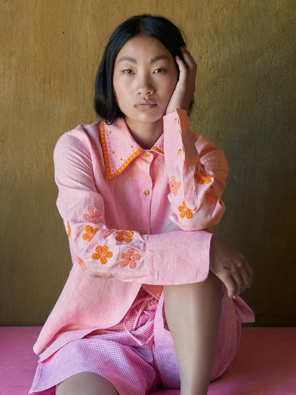 jupe by jackie Benning - Pink 100% linen Point