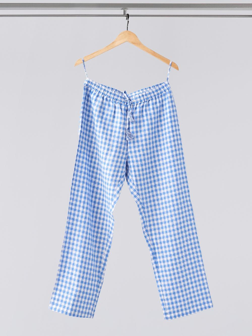 Jupe By Jackie Blue Checks PJ - Blue 100% Linen