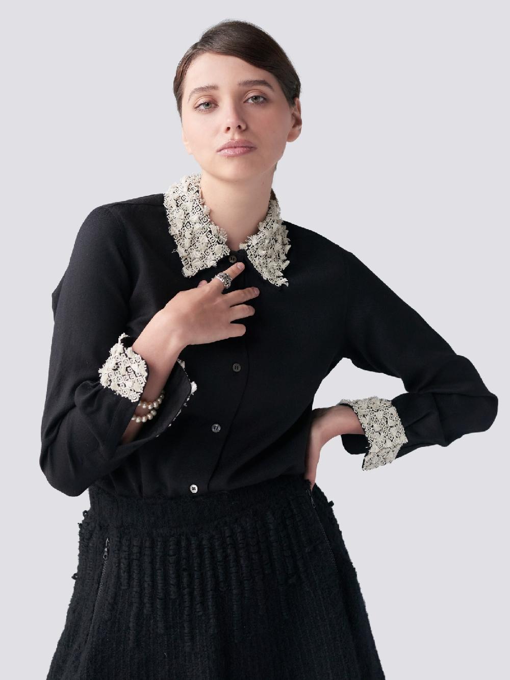 Jupe By Jackie Bromley - Black 100% Wool Cream