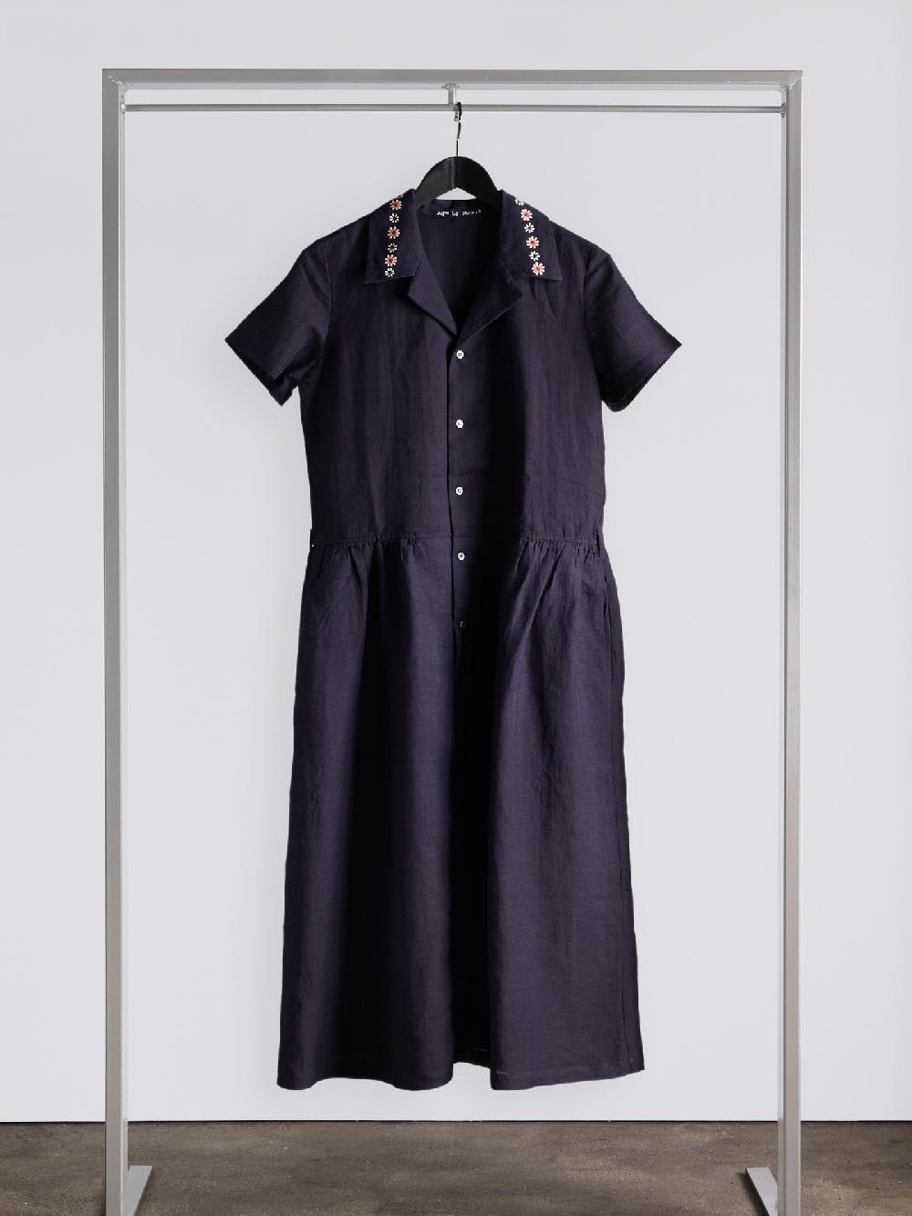 Jupe By Jackie Capp Dr - Navy Cotton Linen Blend