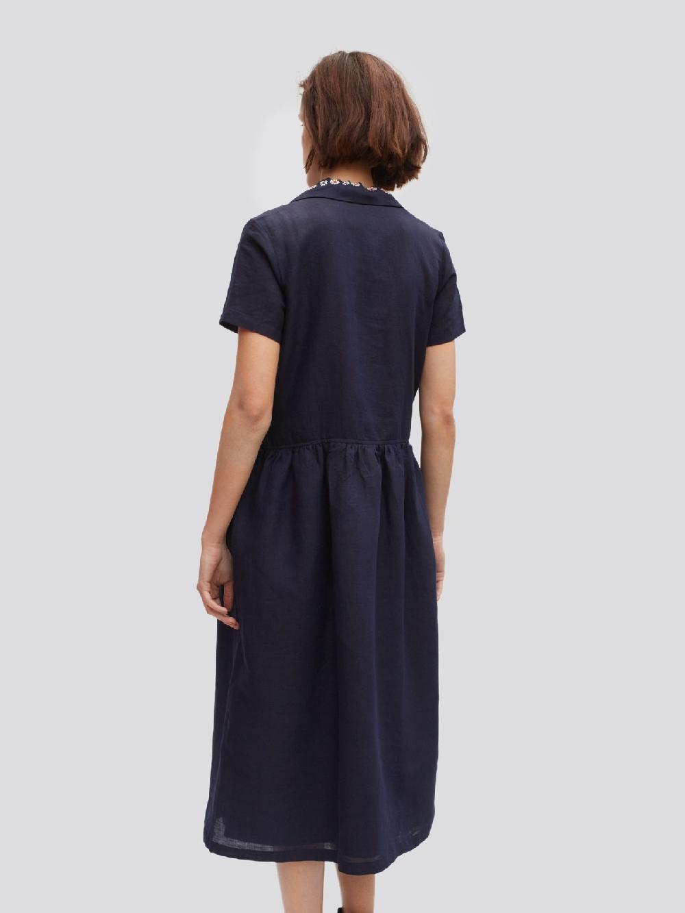 Jupe By Jackie Capp Dr - Navy Cotton Linen Blend