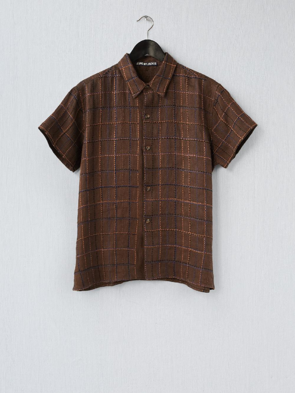 jupe by jackie Carver S - Brown linen wool mix