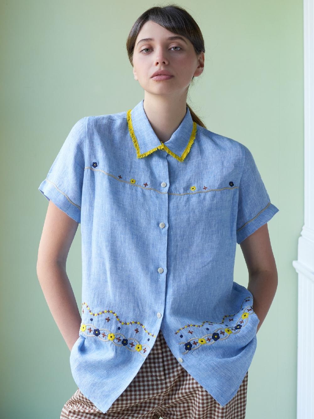 Jupe By Jackie Charoli - Light Blue 100% Linen