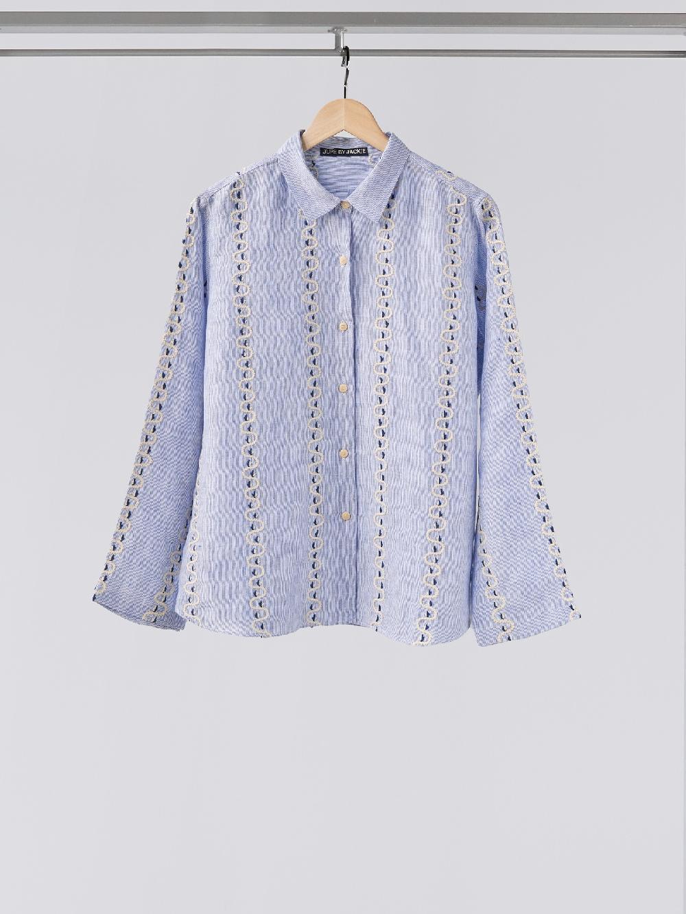 jupe by jackie Ditzel - Blue 100% linen Tops+Shirts