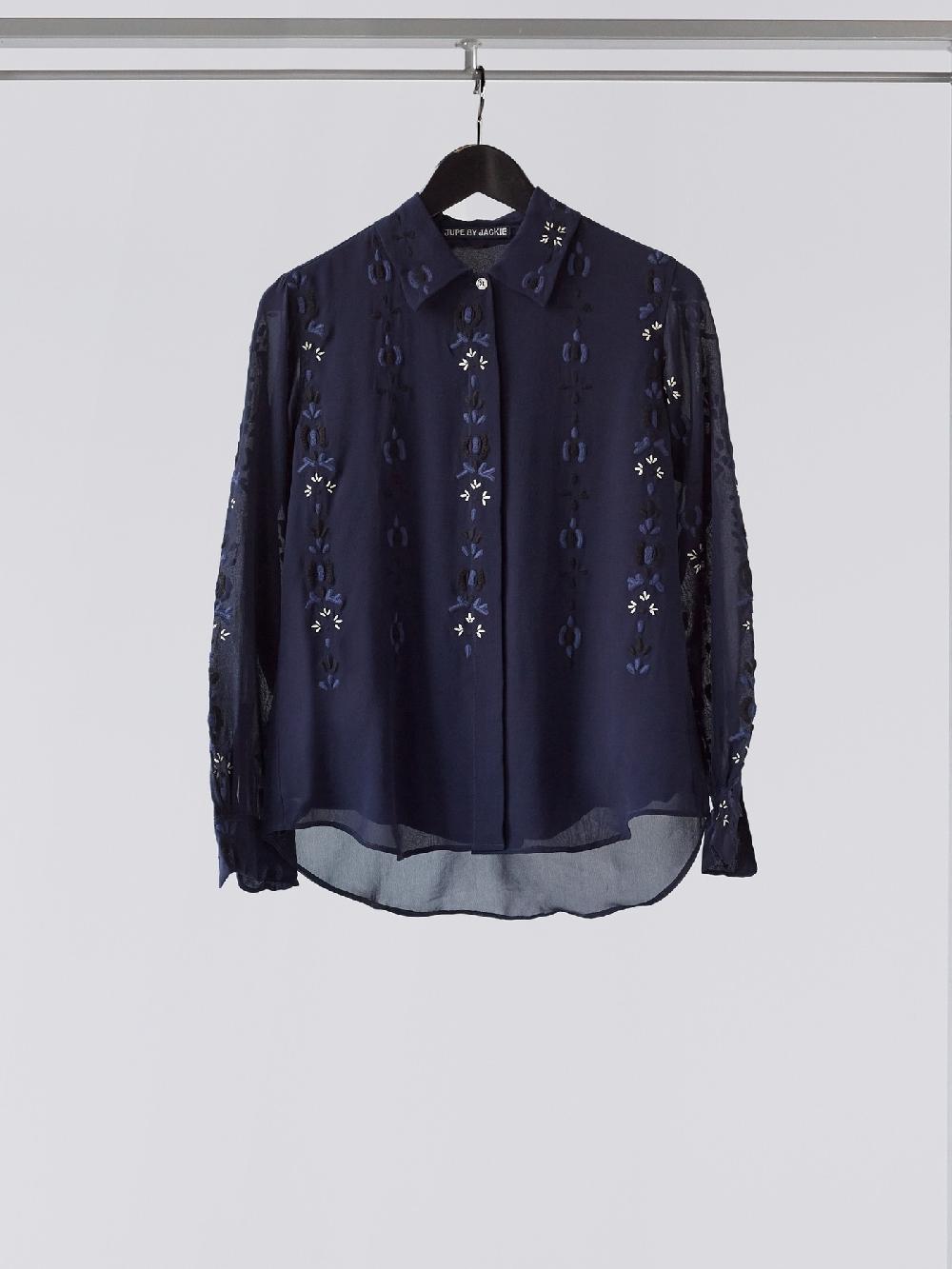 jupe by jackie Gagosian Sh - Navy 100% silk georgette