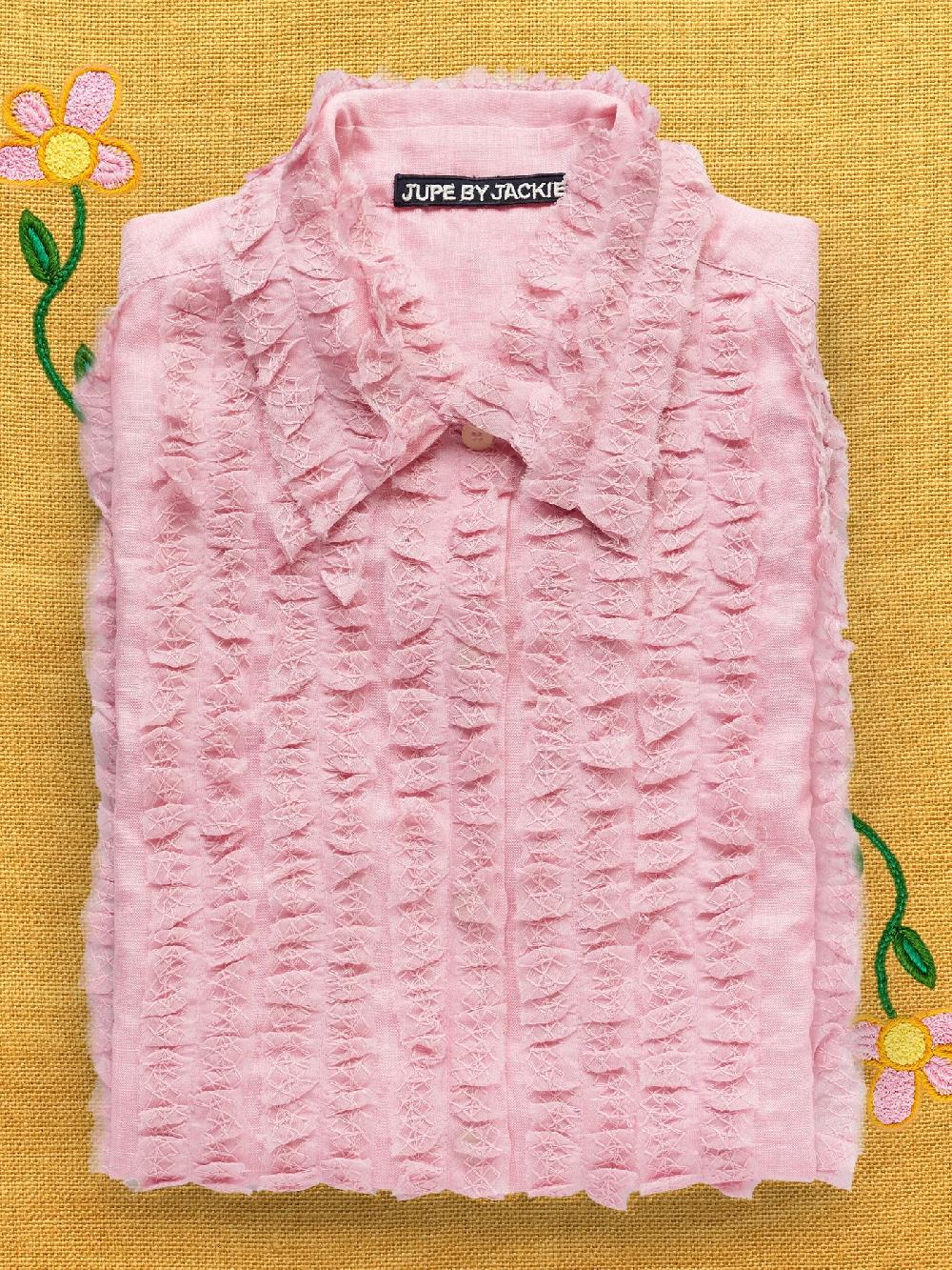Jupe By Jackie Gremille - Pink 100% Linen Tops+Shirts