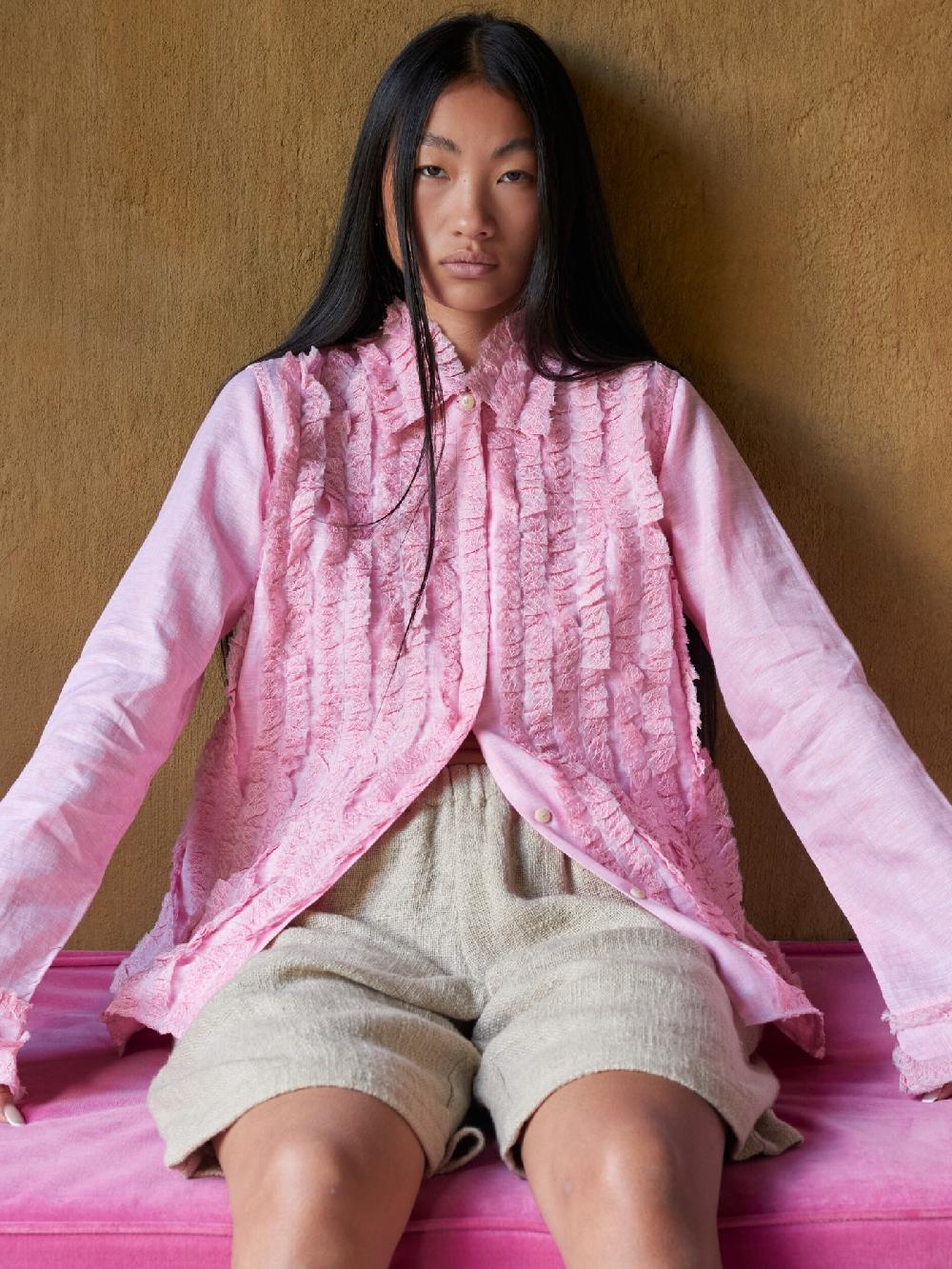 Jupe By Jackie Gremille - Pink 100% Linen Tops+Shirts