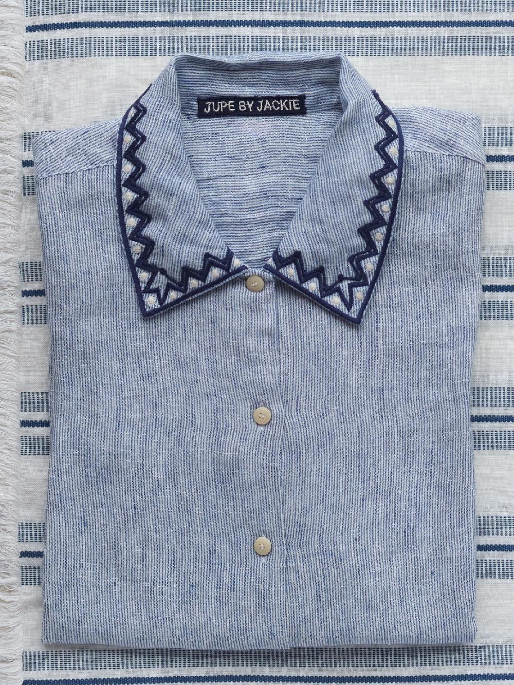 Jupe By Jackie Kasmin - Blue 100% Linen Tops+Shirts