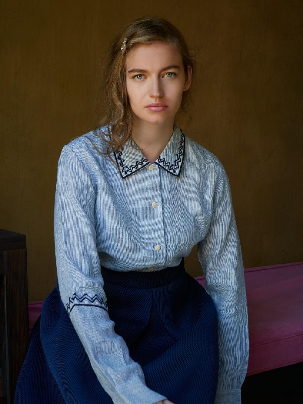 jupe by jackie Kasmin - Blue 100% linen Tops+Shirts