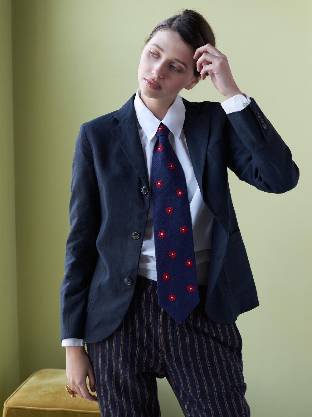 jupe by jackie Pedra - Navy linen wool blend Ties