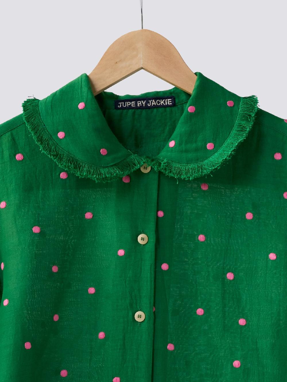 Jupe By Jackie Pink Dots - Green Silk Wool