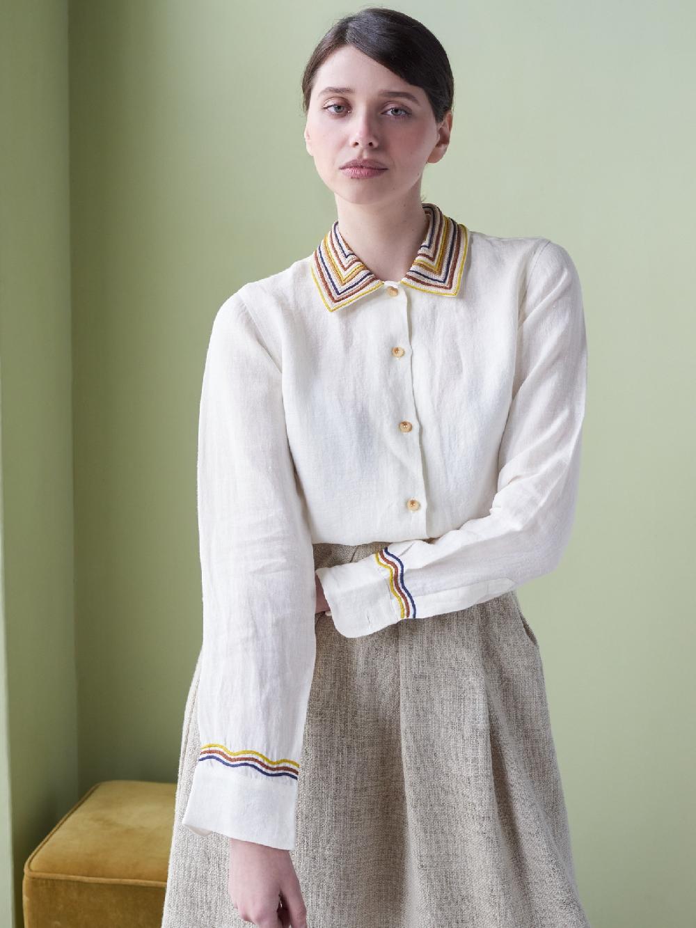 Jupe By Jackie Raki - Cream 100% Linen Tops+Shirts