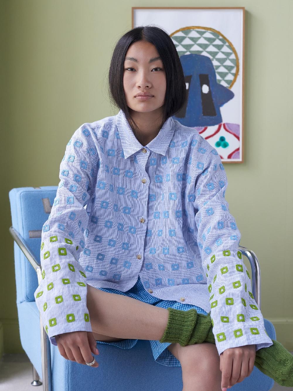 jupe by jackie Square - Blue 100% linen