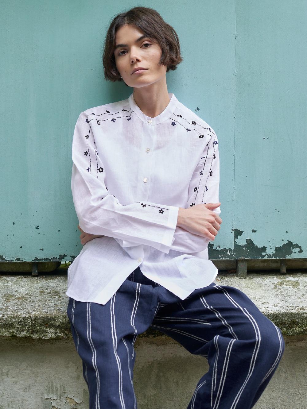 jupe by jackie Stria W - Navy 100% cotton