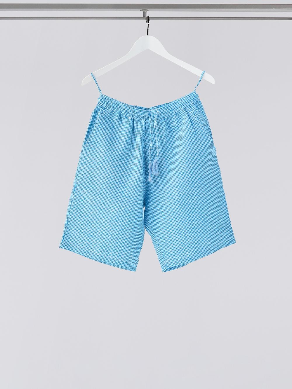 jupe by jackie Voido Checks - Blue 100% linen Shorts