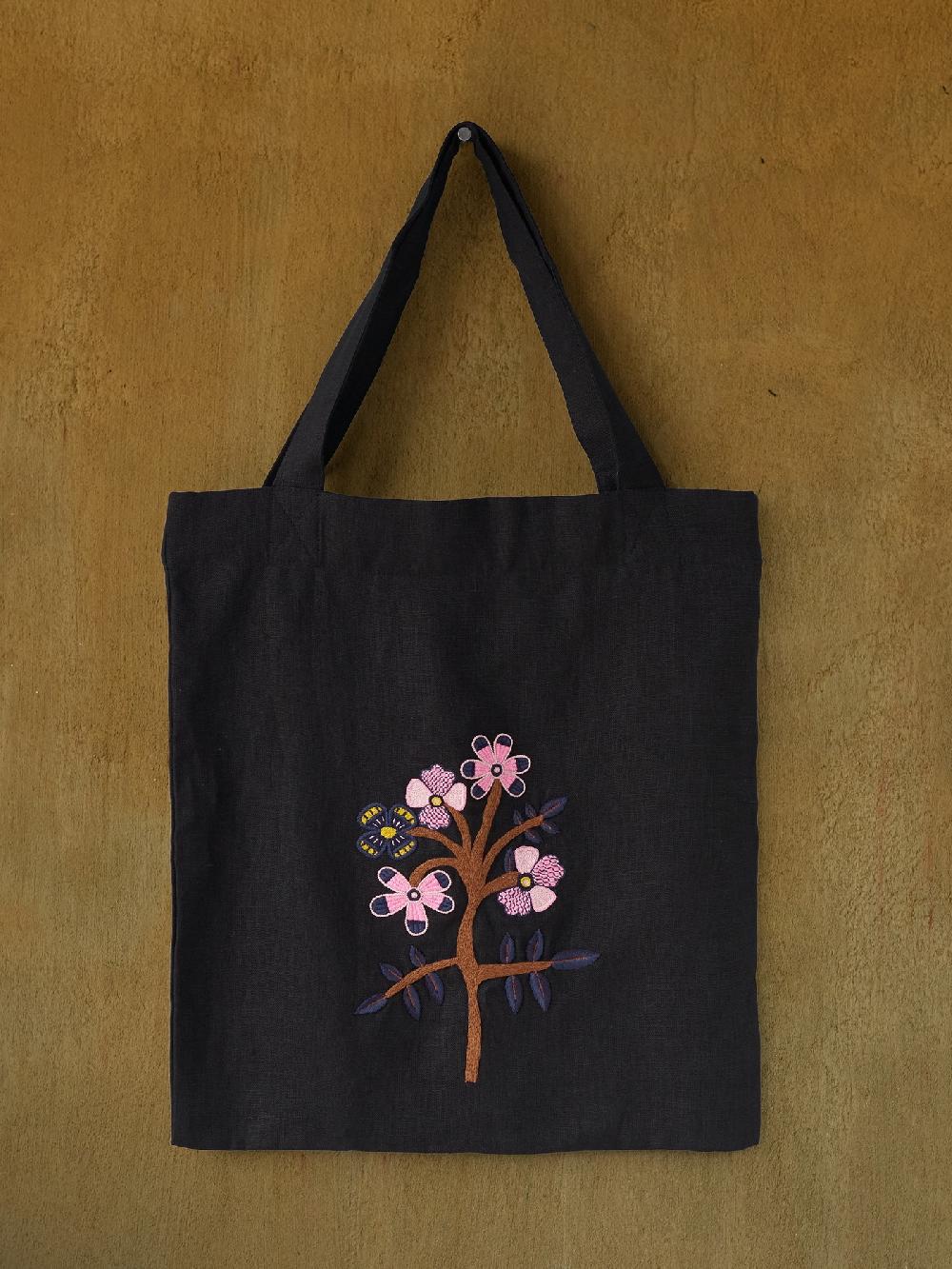 jupe by jackie Yala - Black 100% linen Floral