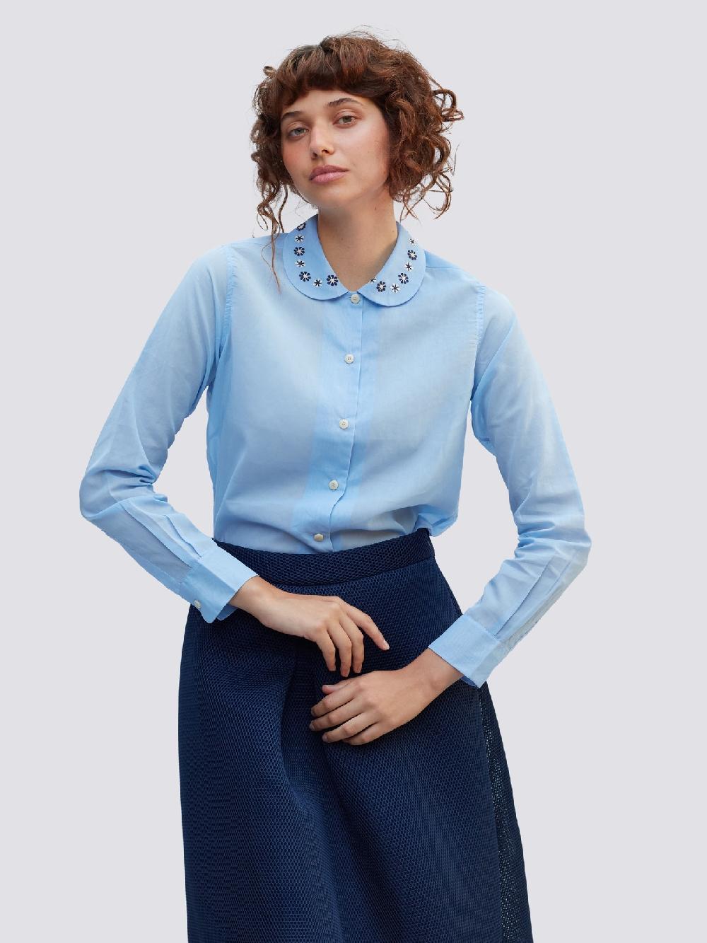 Jupe By Jackie Koons - Blue 100% Swiss Cotton Voile Tops+Shirts