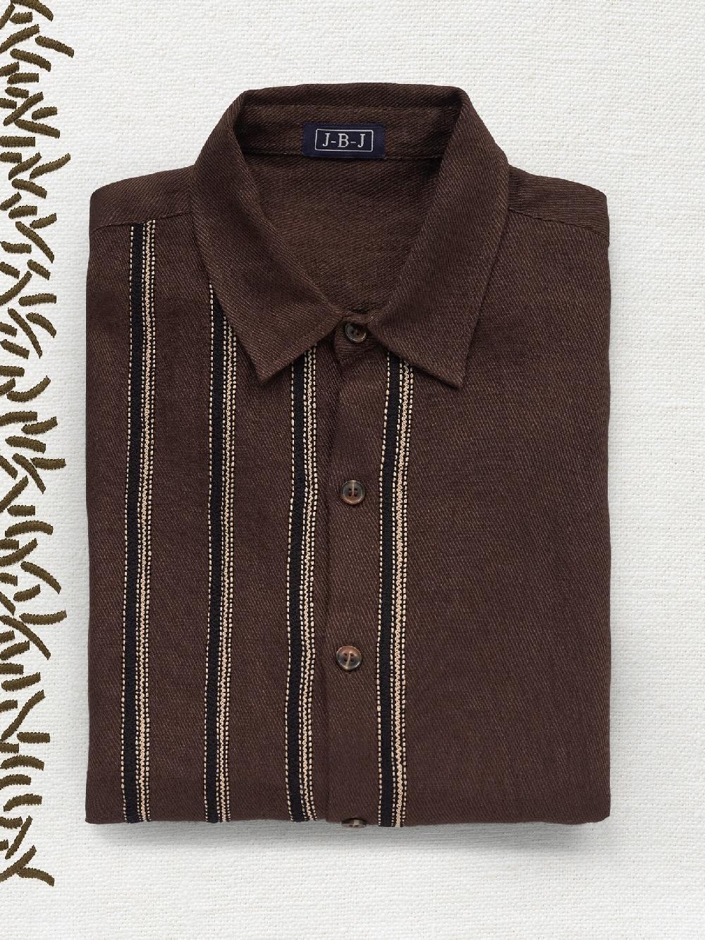 jupe by jackie Korwas - Brown linen wool blend Short sleeves More