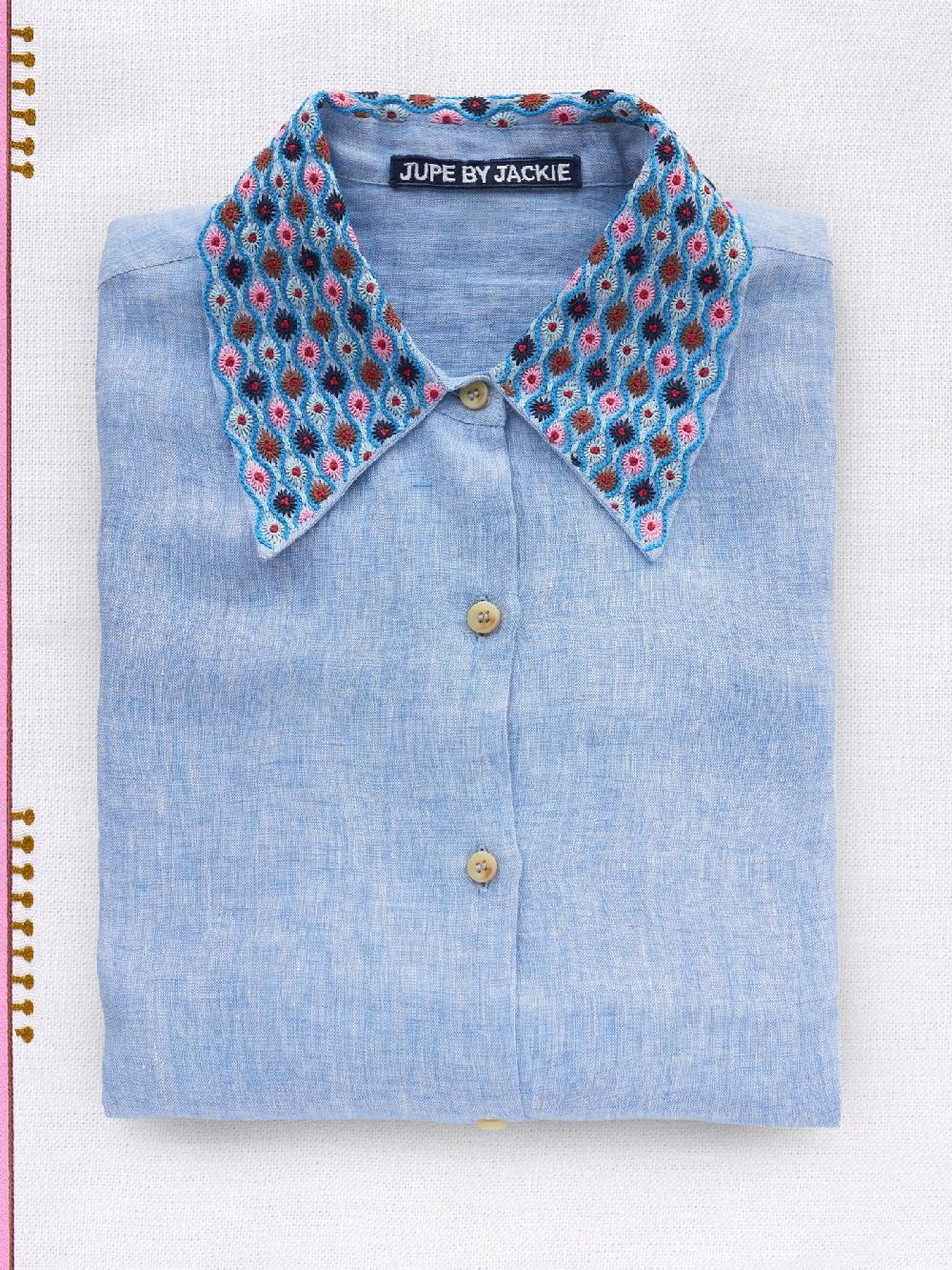 jupe by jackie Linden - Light Blue 100% linen Tops+Shirts