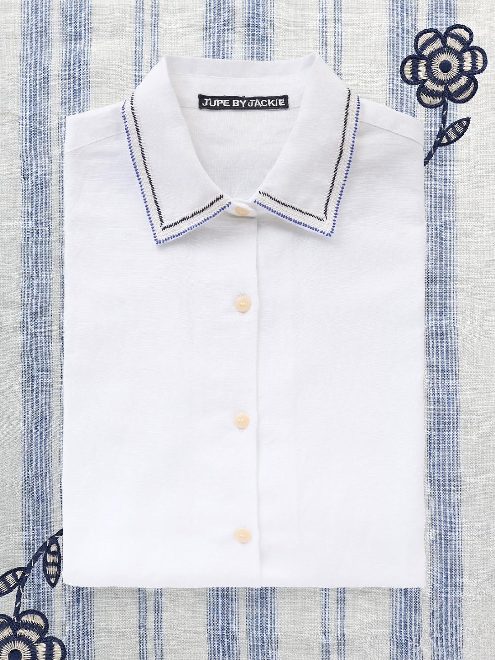 jupe by jackie Makrud - (Off) White 100% linen Point Tops+Shirts