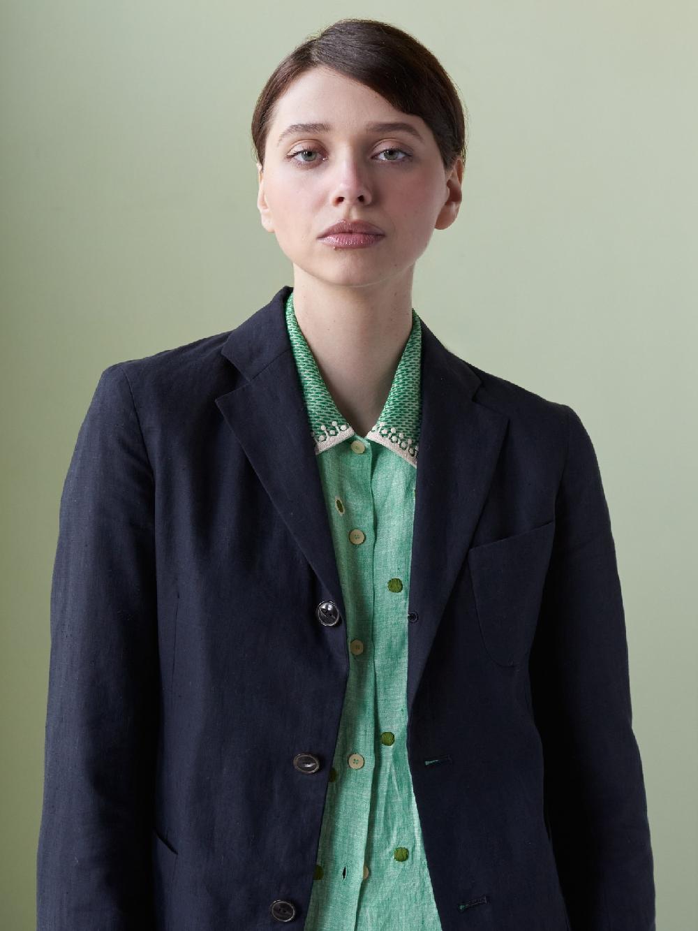 Jupe By Jackie Martiron - Green 100% Linen Tops+Shirts