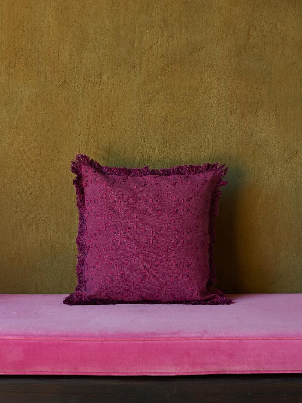 jupe by jackie Marylyn - Burgundy 100% linen Fringe Border