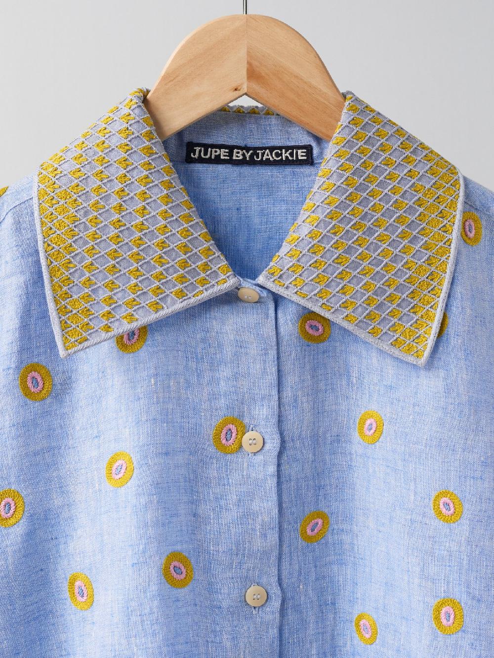 Jupe By Jackie Moringa - Light Blue 100% Linen Tops+Shirts