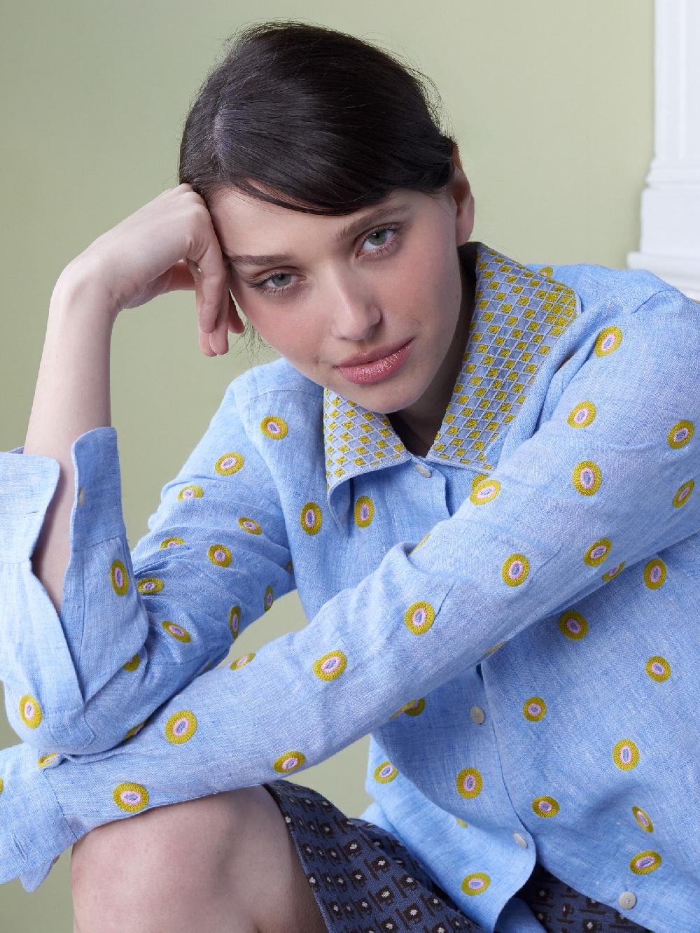 jupe by jackie Moringa - Light Blue 100% linen Tops+Shirts