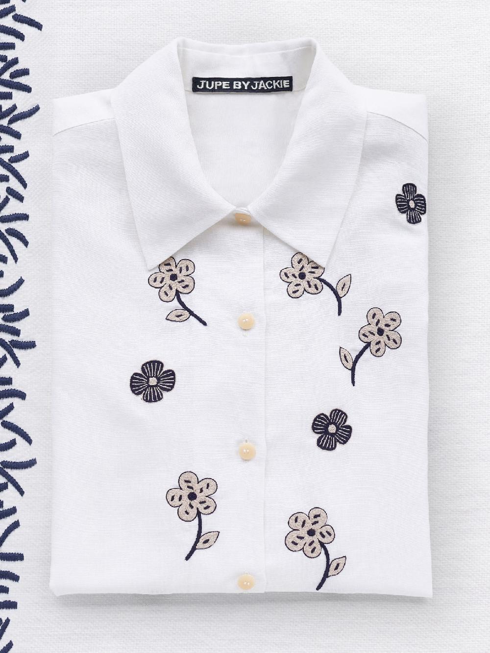 Jupe By Jackie Nartelle - (Off) White 100% Linen Tops+Shirts