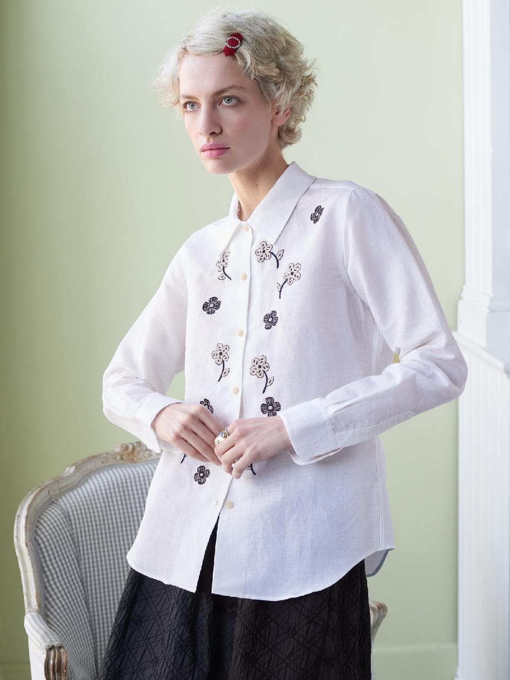 jupe by jackie Nartelle - (Off) White 100% linen Tops+Shirts