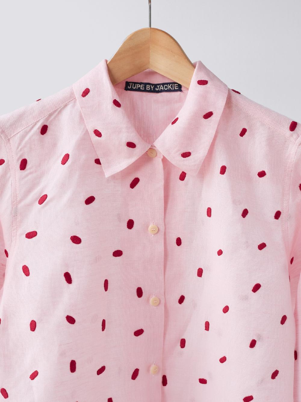 Jupe By Jackie Olida - Pink Cotton Linen Blend Tops+Shirts
