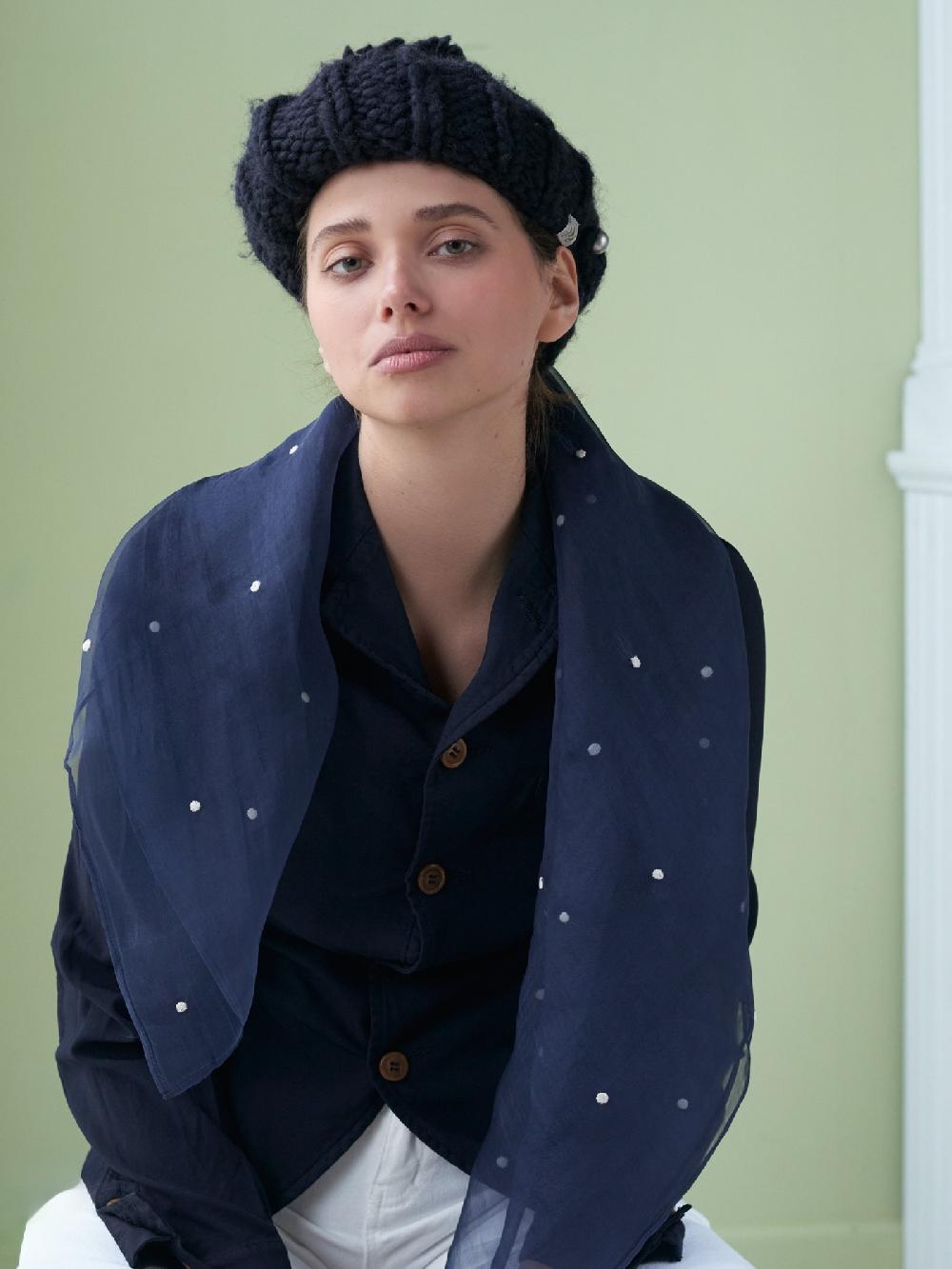 jupe by jackie Open Cream P Navy - Navy 100% silk organza Scarfs