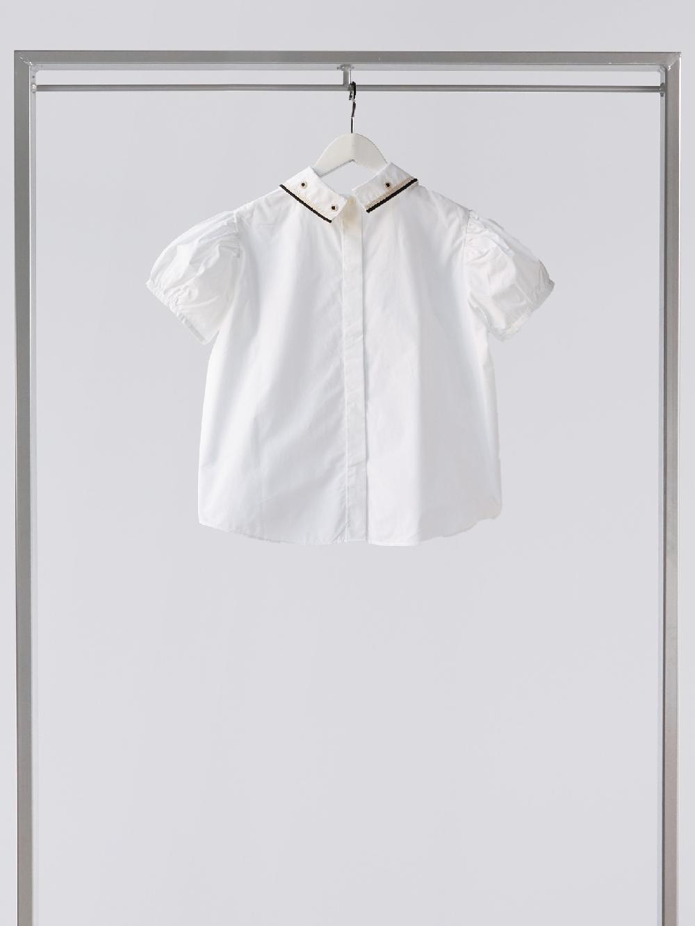 Jupe By Jackie Orchid S - (Off) White 100% Cotton Poplin Short Sleeves Tops+Shirts
