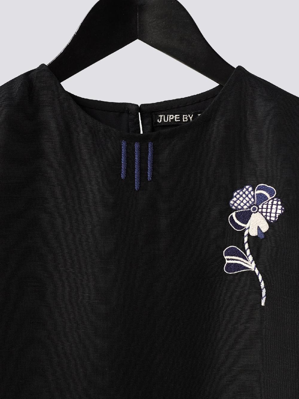 Jupe By Jackie Parra Dr - Black Linen Viscose Three Quarter Sleeves Dresses