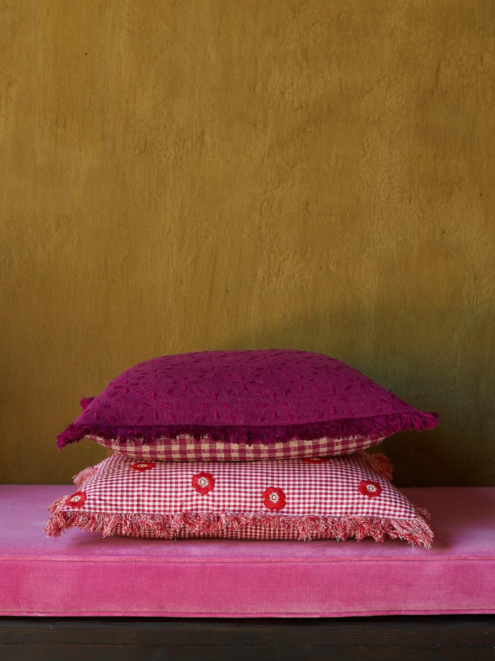 jupe by jackie Patsy B. - Burgundy 100% linen Fringe Border