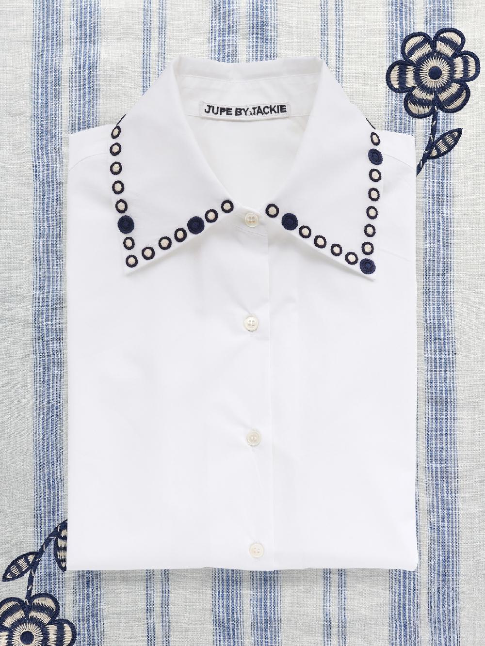 jupe by jackie Pothos - (Off) White 100% cotton poplin Point Tops+Shirts