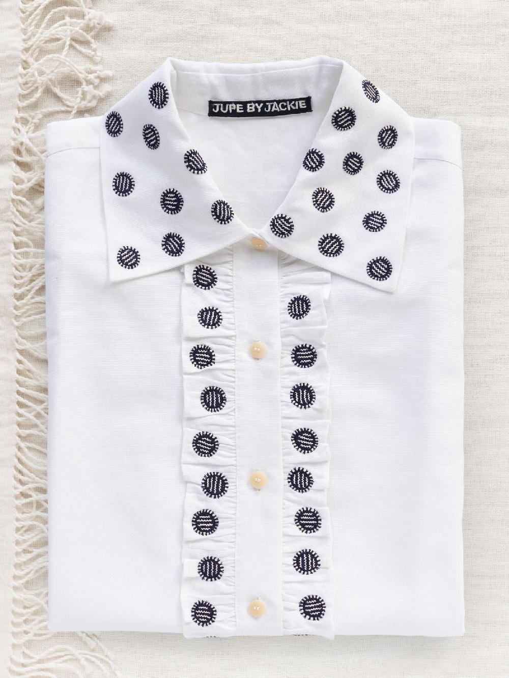 Jupe By Jackie Pylos - (Off) White Cotton Linen Blend Tops+Shirts